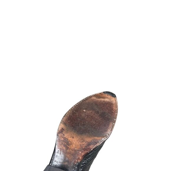 Vintage J Chisholm Western Handcrafted Black Leather Cowboy Men's Boots 8.5 D - Picture 13 of 16
